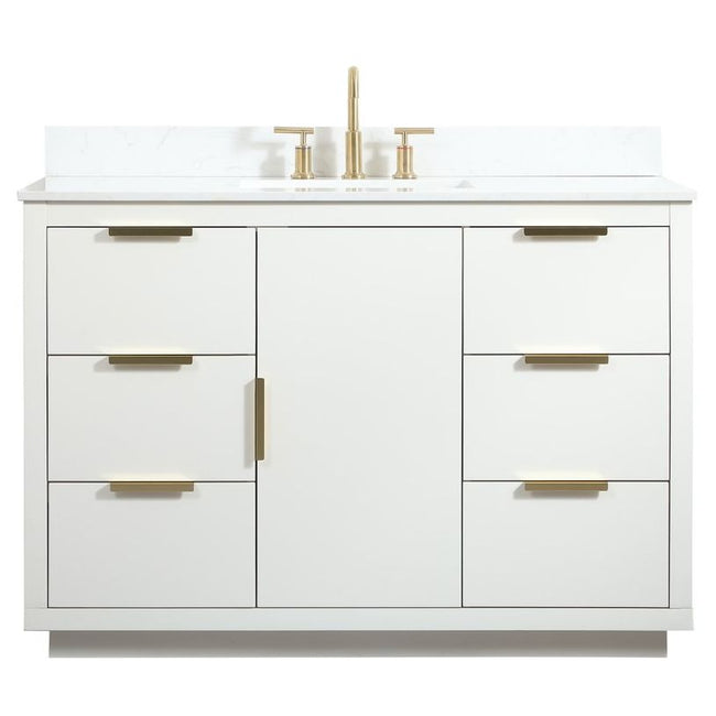 VF19448WH-BS 48" Single Bathroom Vanity in White With Backsplash