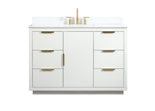 VF19448WH-BS 48" Single Bathroom Vanity in White With Backsplash