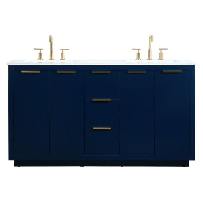 VF19460DBL 60" Double Bathroom Vanity in Blue