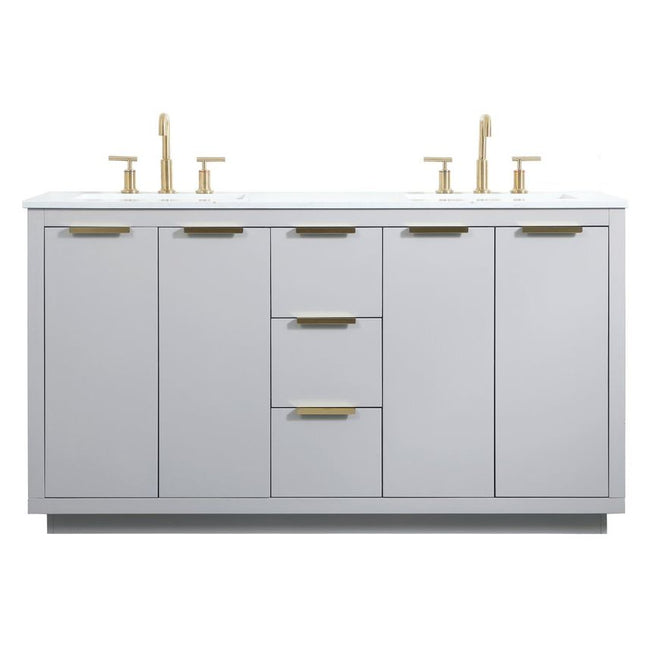 VF19460DGR 60" Double Bathroom Vanity in Grey