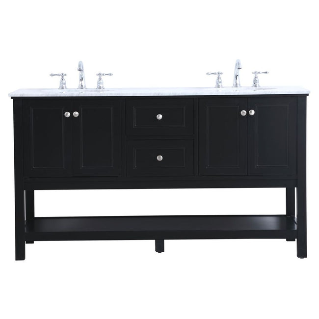 VF27060BK 60" Double Sink Bathroom Vanity Set in Black
