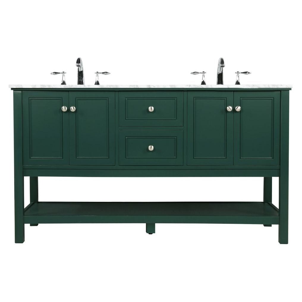 VF27060DGN 60" Double Bathroom Vanity in Green