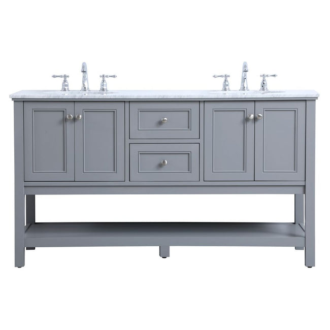 VF27060GR 60" Double Sink Bathroom Vanity Set in Grey