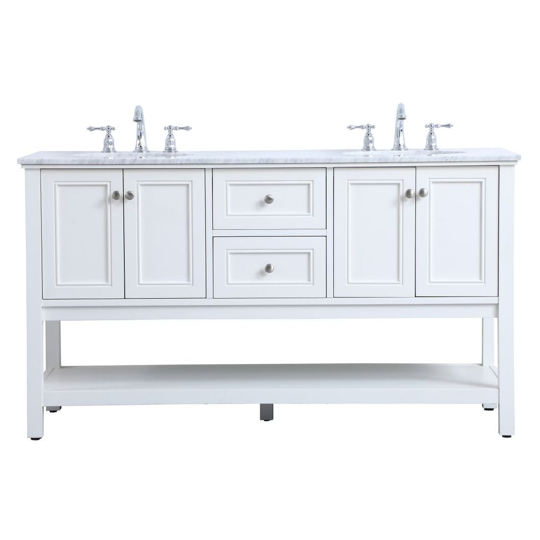 VF27060WH 60" Double Sink Bathroom Vanity Set in White
