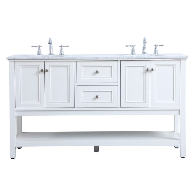 VF27060WH 60" Double Sink Bathroom Vanity Set in White