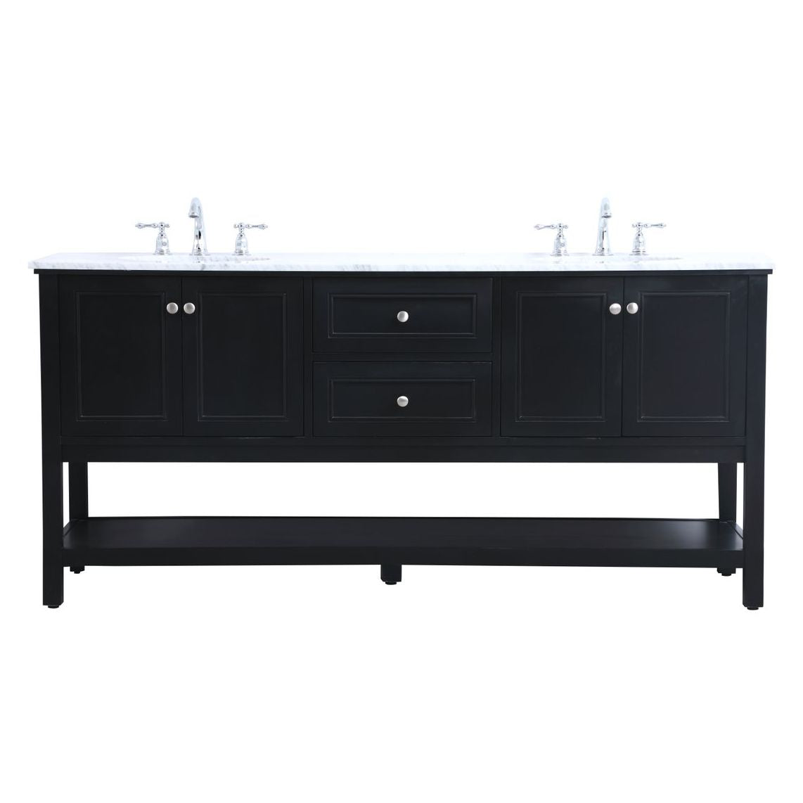 VF27072BK 72" Double Sink Bathroom Vanity Set in Black