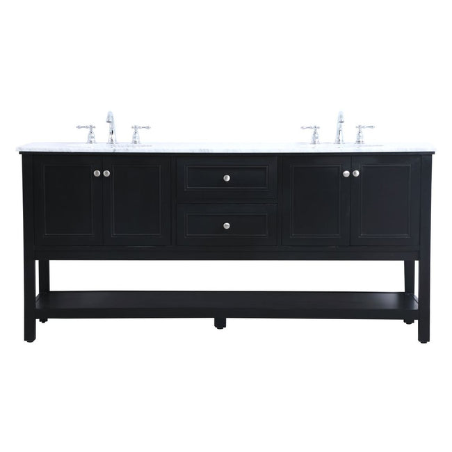 VF27072BK 72" Double Sink Bathroom Vanity Set in Black
