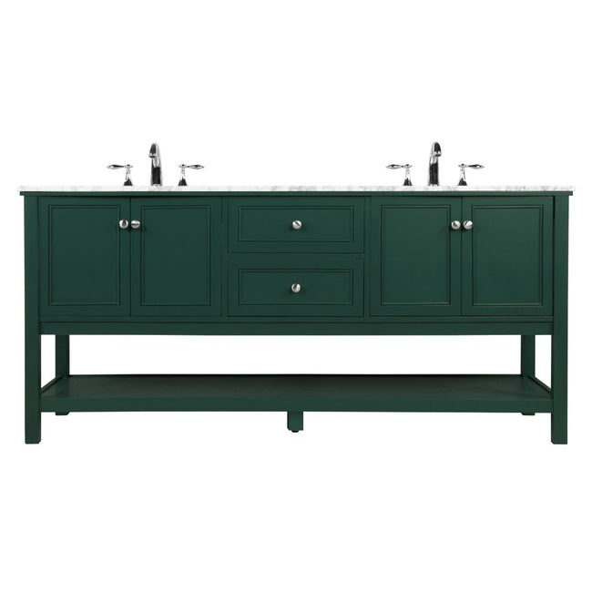 VF27072DGN 72" Double Bathroom Vanity in Green