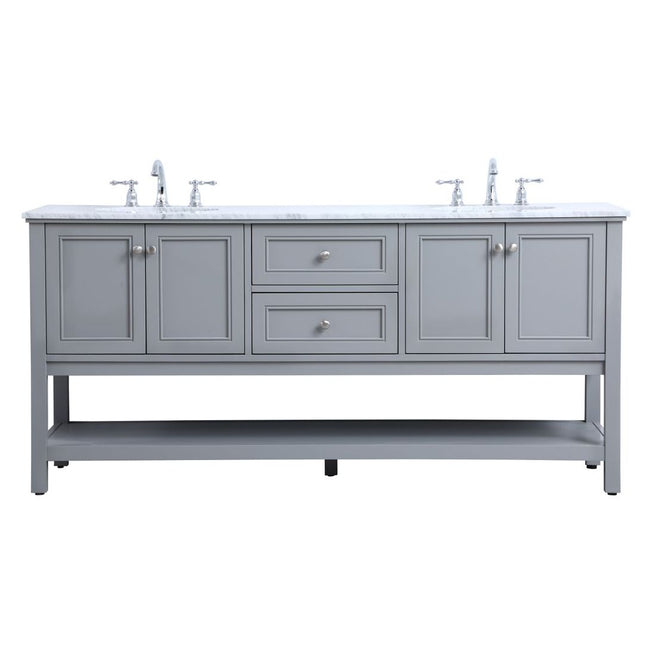 VF27072GR 72" Double Sink Bathroom Vanity Set in Grey