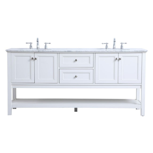 VF27072WH 72" Double Sink Bathroom Vanity Set in White