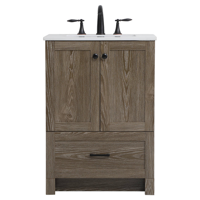 VF2824WO 24" Single Bathroom Vanity in Weathered Oak