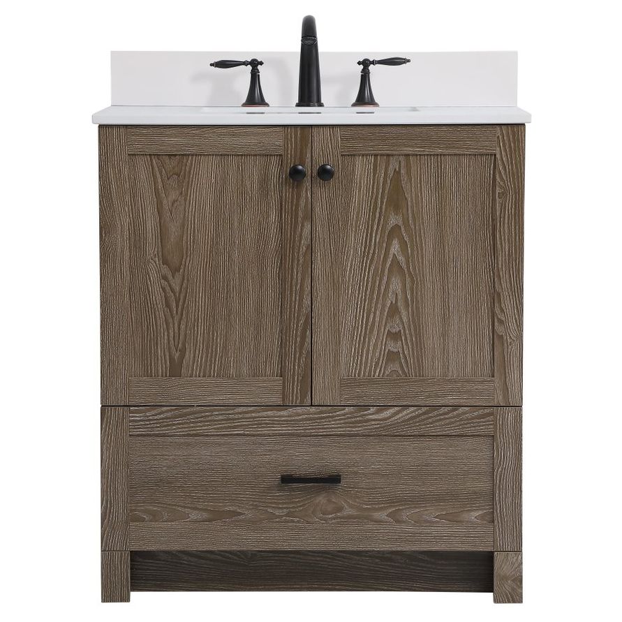 VF2830WO-BS 30" Single Bathroom Vanity in Weathered Oak With Backsplash