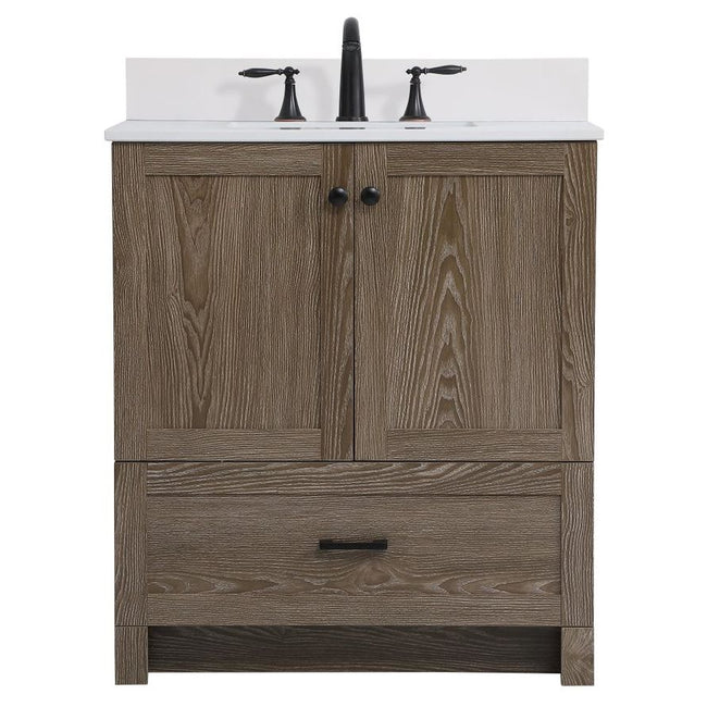 VF2830WO-BS 30" Single Bathroom Vanity in Weathered Oak With Backsplash