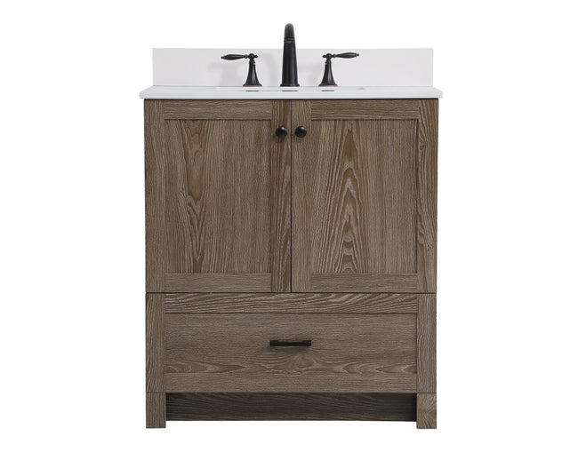 VF2830WO-BS 30" Single Bathroom Vanity in Weathered Oak With Backsplash