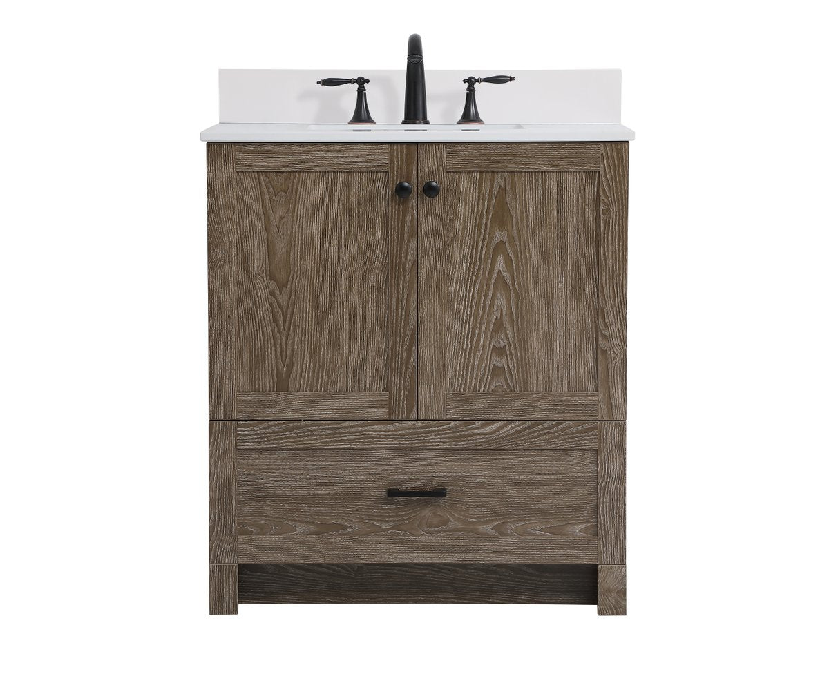 VF2830WO-BS 30" Single Bathroom Vanity in Weathered Oak With Backsplash