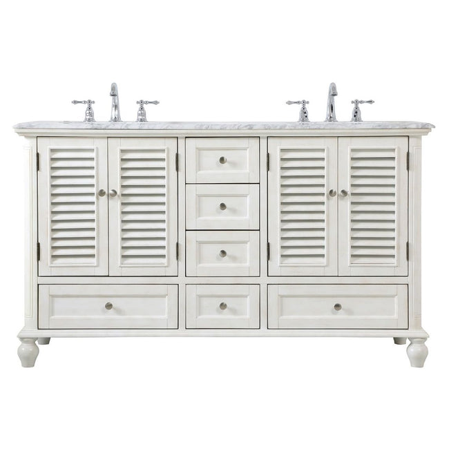 VF30560DAW 60" Double Bathroom Vanity in Antique White