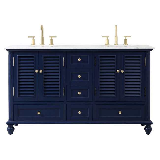 VF30560DBL 60" Double Bathroom Vanity in Blue
