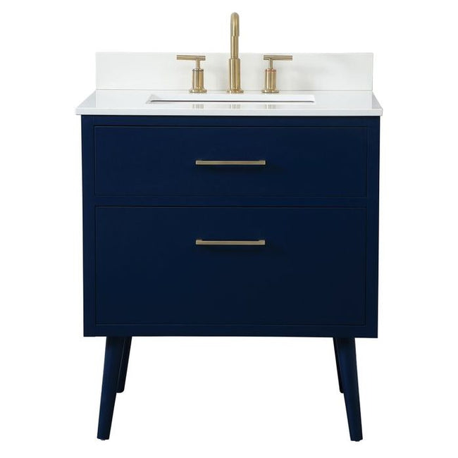 VF41030MBL-BS 30" Bathroom Vanity in Blue With Backsplash