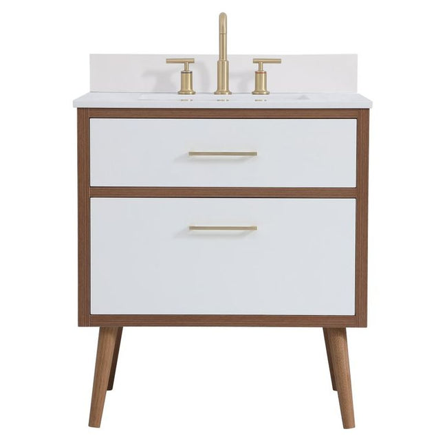 VF41030WH-BS 30" Bathroom Vanity in White With Backsplash
