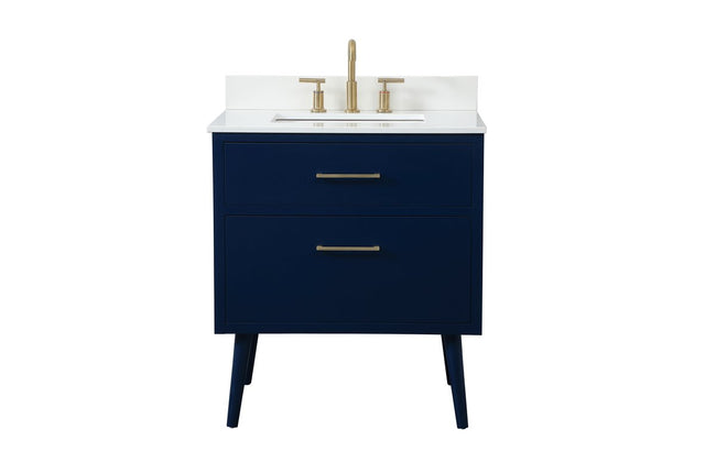 VF41030MBL-BS 30" Bathroom Vanity in Blue With Backsplash