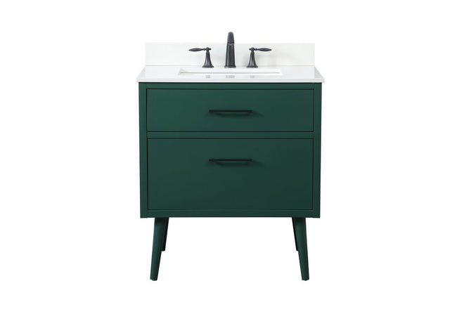VF41030MGN-BS 30" Bathroom Vanity in Green With Backsplash