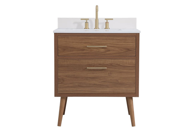 VF41030WB-BS 30" Bathroom Vanity in Walnut Brown With Backsplash