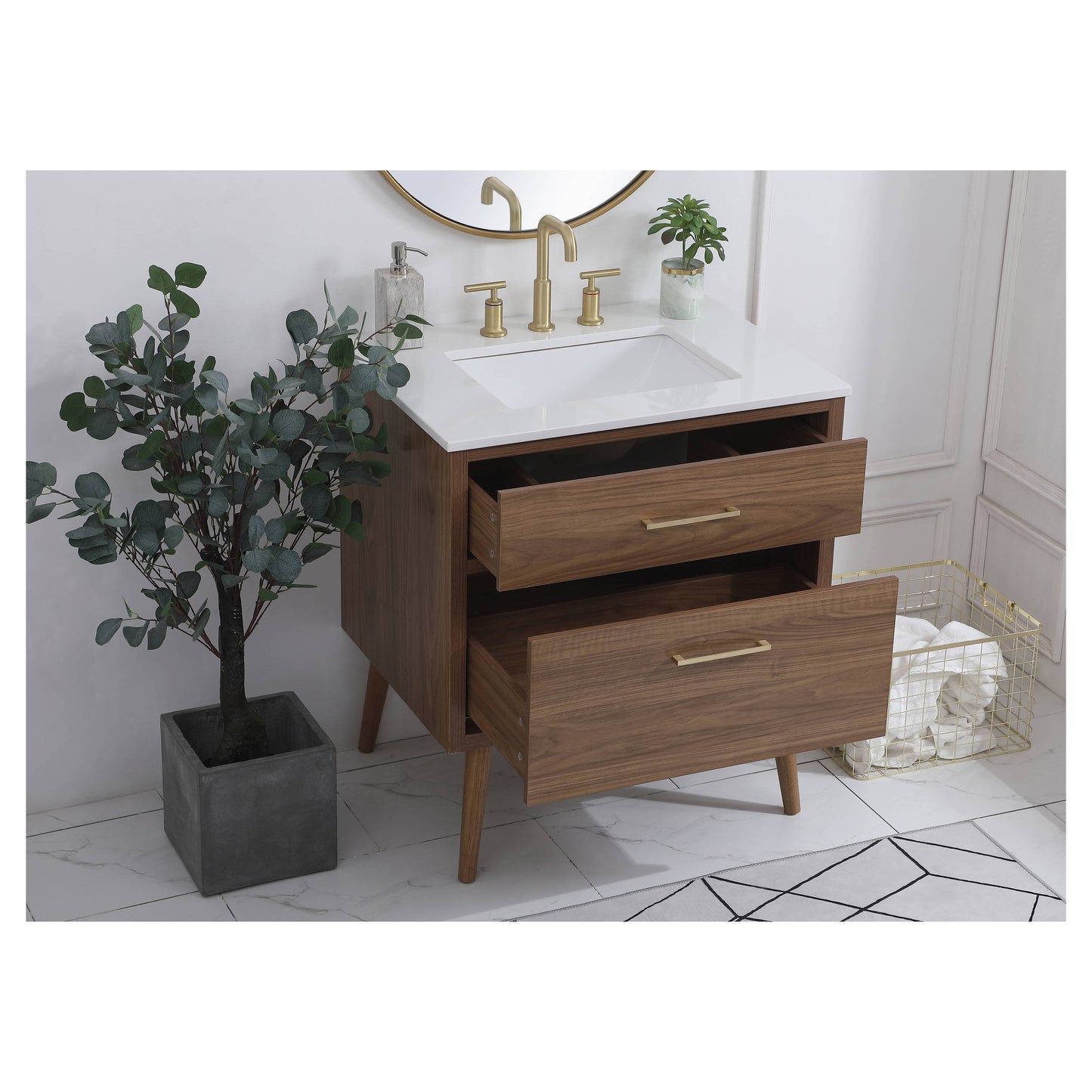 VF41030WB 30" Bathroom Vanity in Walnut Brown