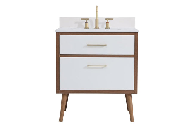 VF41030WH-BS 30" Bathroom Vanity in White With Backsplash