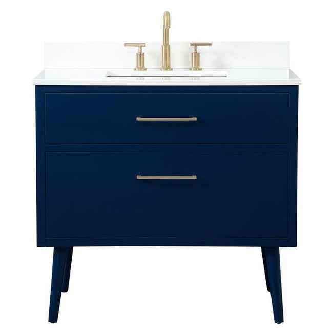 VF41036MBL-BS 36" Bathroom Vanity in Blue With Backsplash
