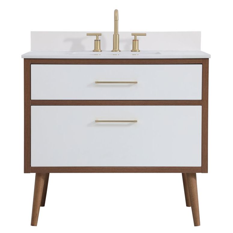 VF41036WH-BS 36" Bathroom Vanity in White With Backsplash