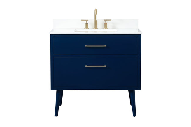 VF41036MBL-BS 36" Bathroom Vanity in Blue With Backsplash