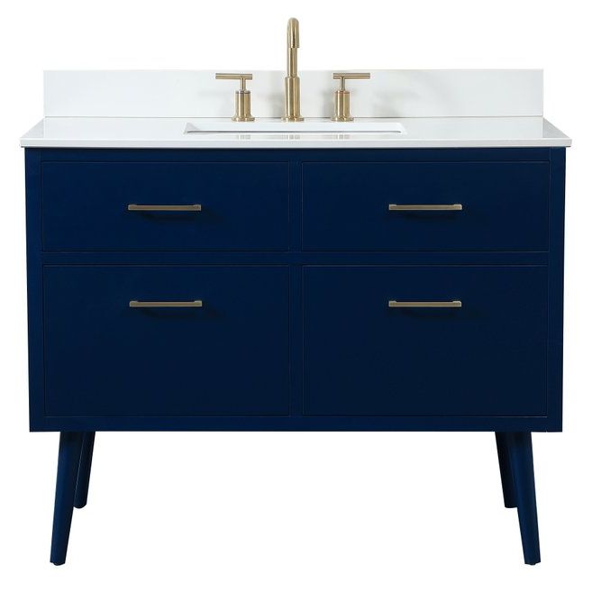 VF41042MBL-BS 42" Bathroom Vanity in Blue With Backsplash