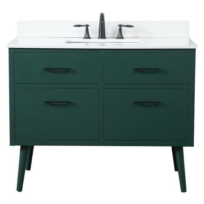 VF41042MGN-BS 42" Bathroom Vanity in Green With Backsplash