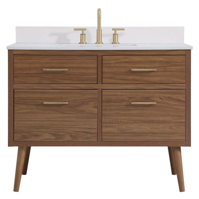 VF41042WB-BS 42" Bathroom Vanity in Walnut Brown With Backsplash