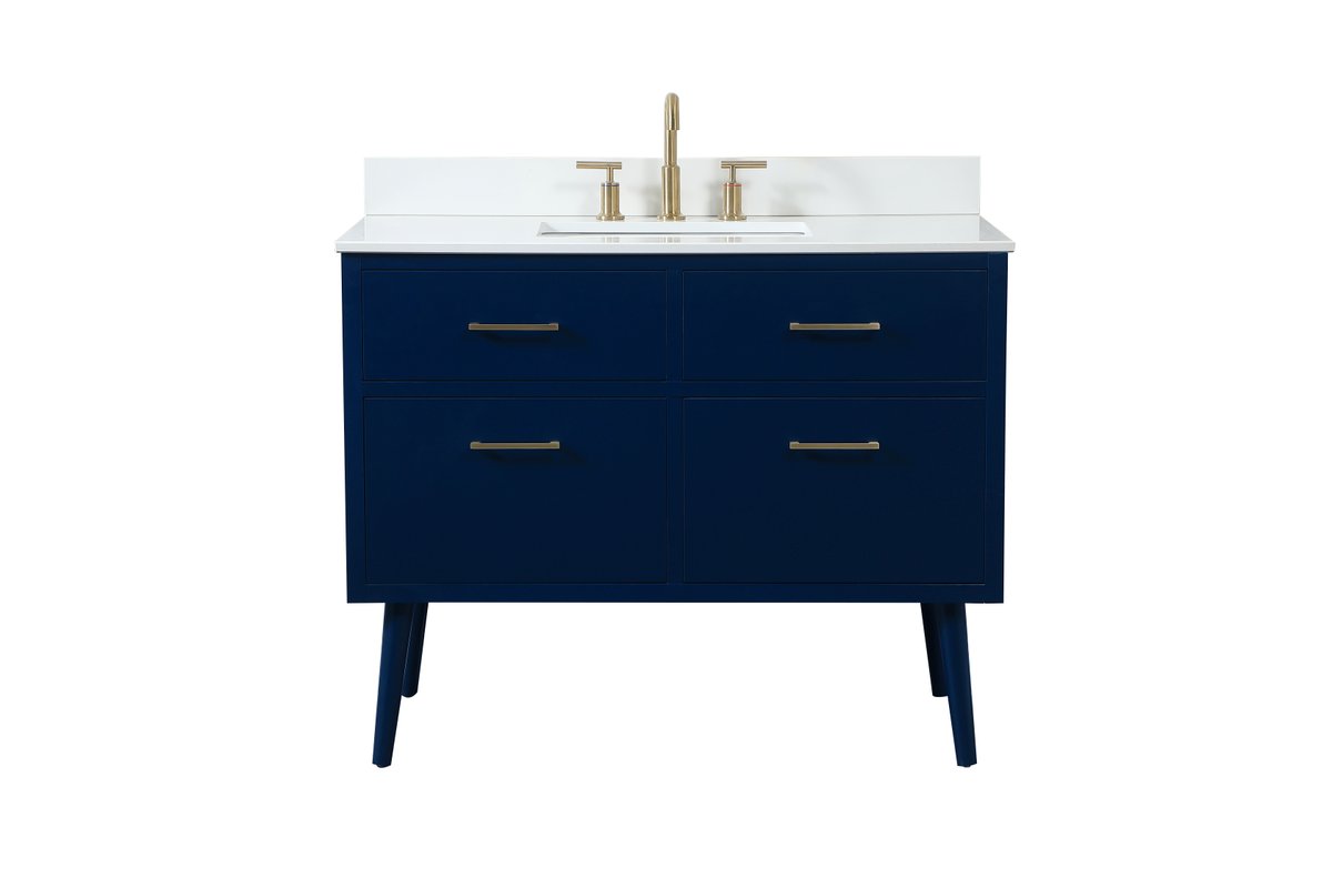 VF41042MBL-BS 42" Bathroom Vanity in Blue With Backsplash