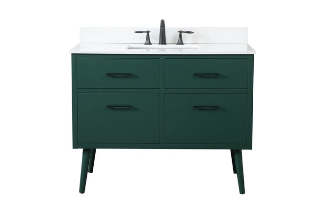 VF41042MGN-BS 42" Bathroom Vanity in Green With Backsplash