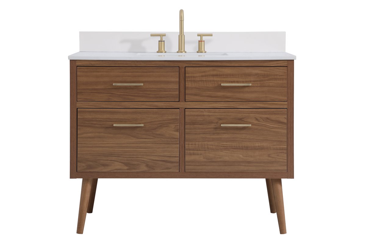 VF41042WB-BS 42" Bathroom Vanity in Walnut Brown With Backsplash
