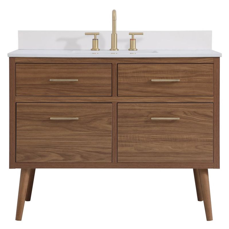 VF41042WB-BS 42" Bathroom Vanity in Walnut Brown With Backsplash