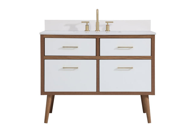 VF41042WH-BS 42" Bathroom Vanity in White With Backsplash