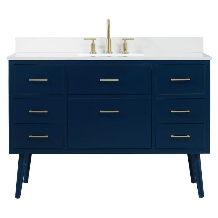 VF41048MBL-BS 48" Bathroom Vanity in Blue With Backsplash