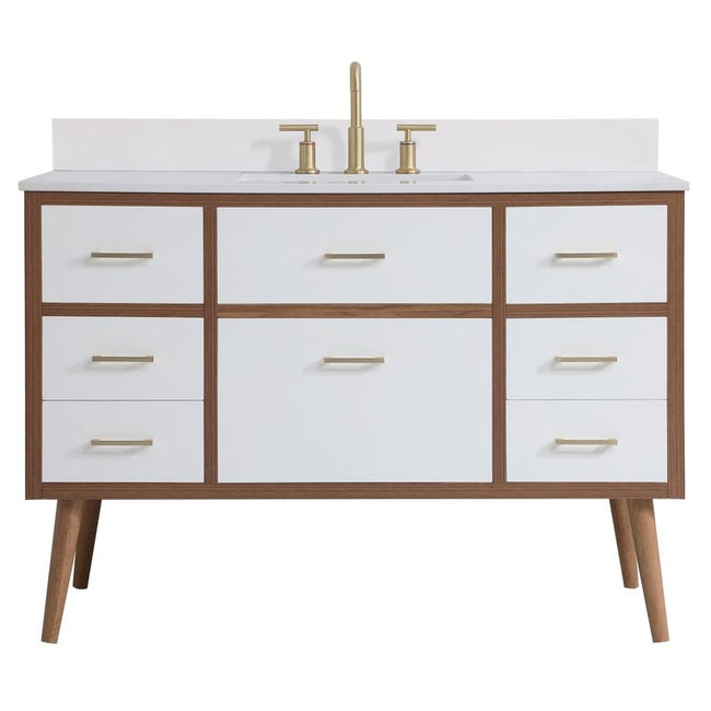 VF41048WH-BS 48" Bathroom Vanity in White With Backsplash