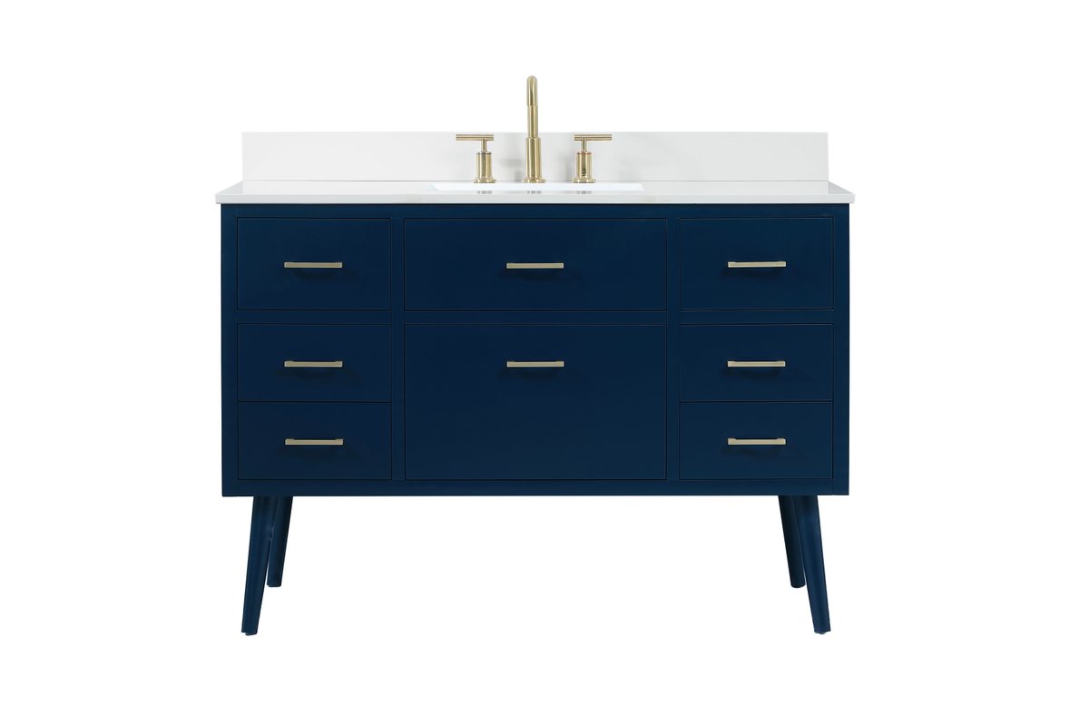 VF41048MBL-BS 48" Bathroom Vanity in Blue With Backsplash