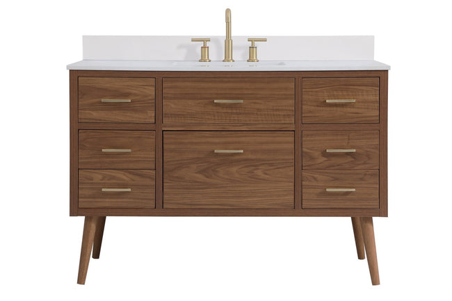 VF41048WB-BS 48" Bathroom Vanity in Walnut Brown With Backsplash