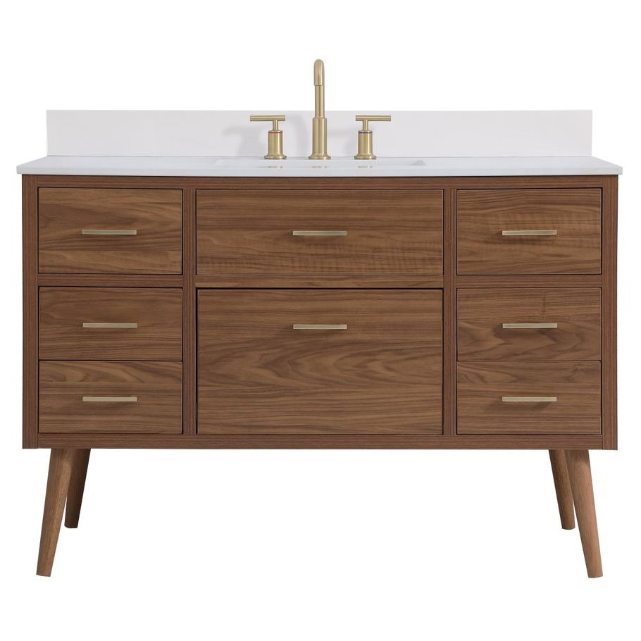 VF41048WB-BS 48" Bathroom Vanity in Walnut Brown With Backsplash