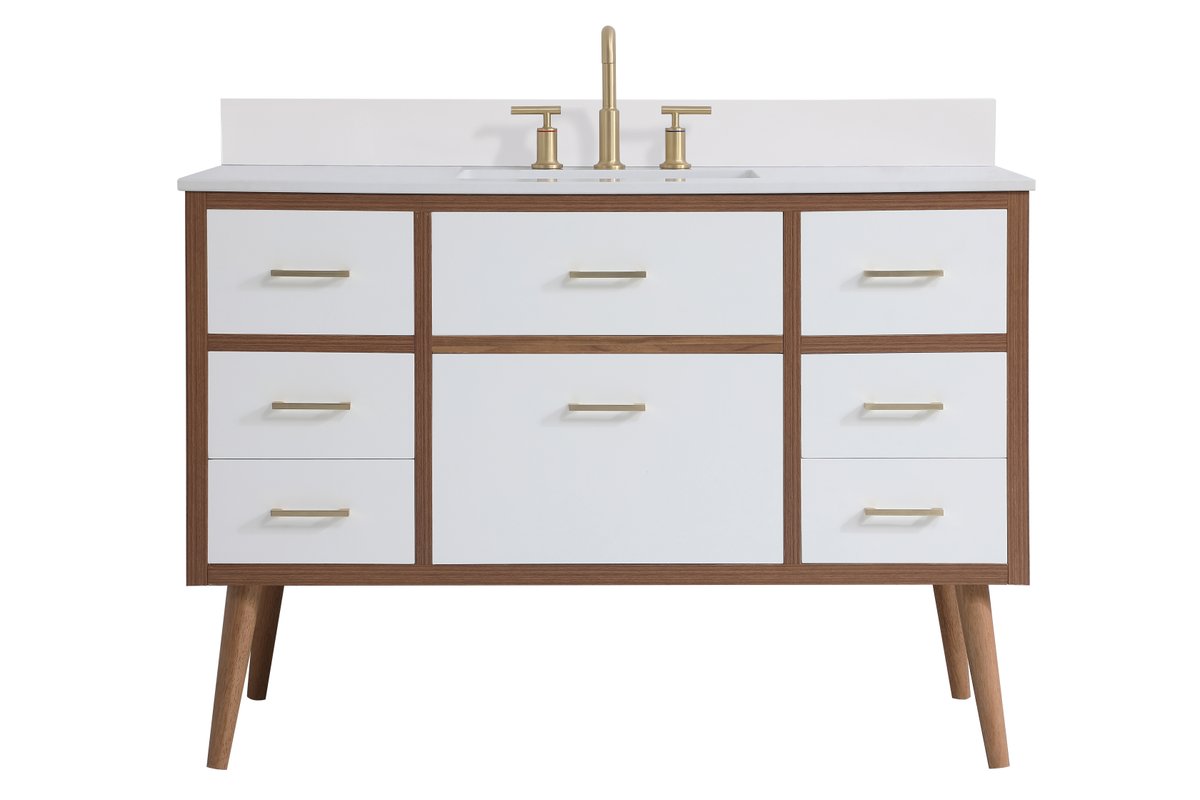 VF41048WH-BS 48" Bathroom Vanity in White With Backsplash