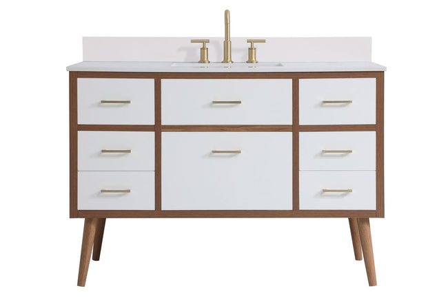 VF41048WH-BS 48" Bathroom Vanity in White With Backsplash