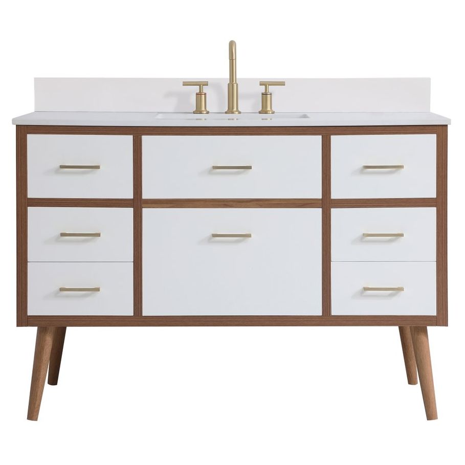 VF41048WH-BS 48" Bathroom Vanity in White With Backsplash