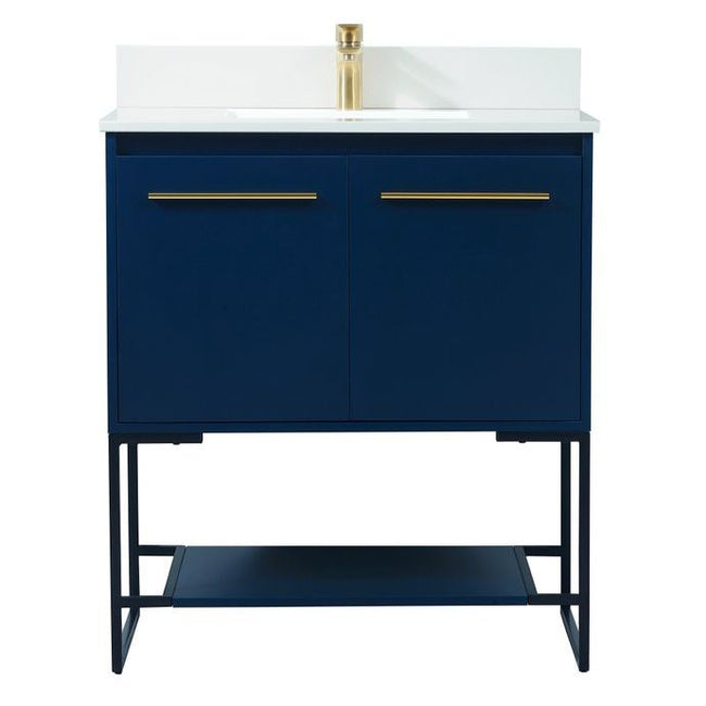 VF42530MBL-BS 30" Single Bathroom Vanity in Blue With Backsplash