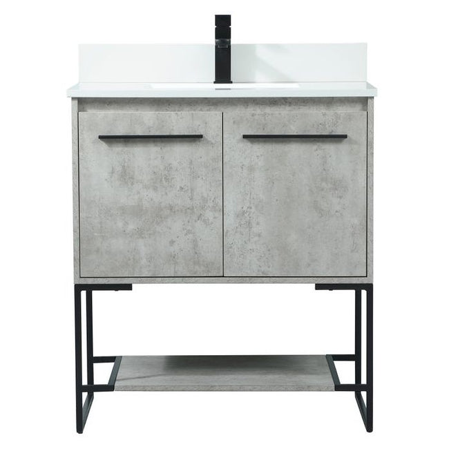 VF42530MCG-BS 30" Single Bathroom Vanity in Concrete Grey With Backsplash