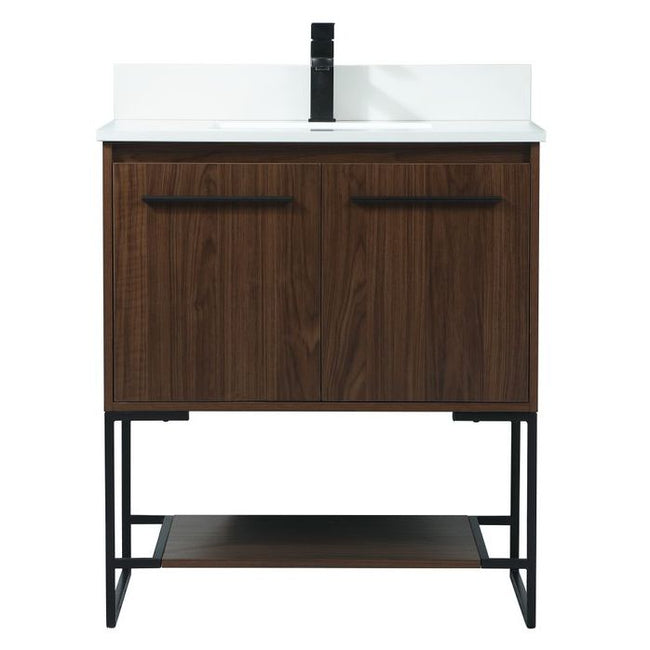 VF42530MWT-BS 30" Single Bathroom Vanity in Walnut With Backsplash